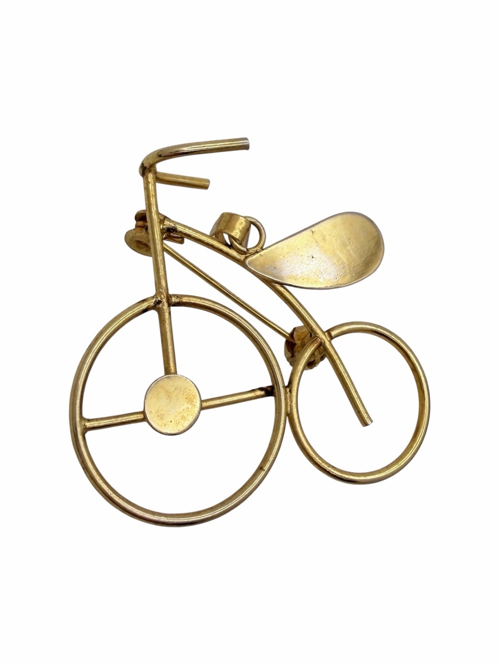 Vintage Gold Tone Bicycle Brooch Pendant 3D Sculptural Bike Pin